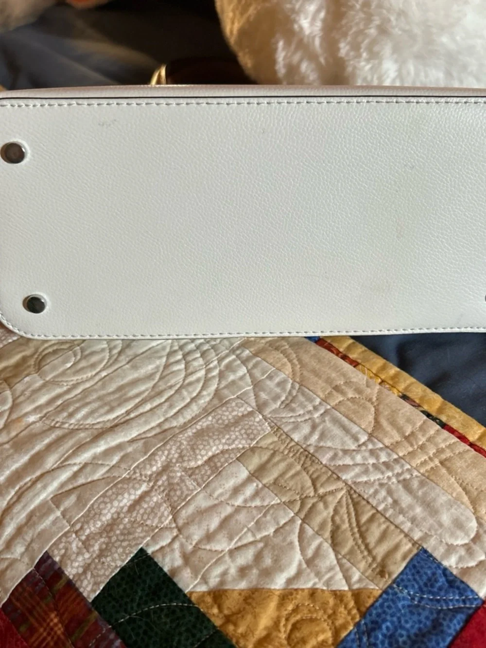 kate spade Two-Tone Cream and Brown Dome Satchel with Pink Trim